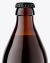 Amber Glass Bottle With Dark Beer Mockup