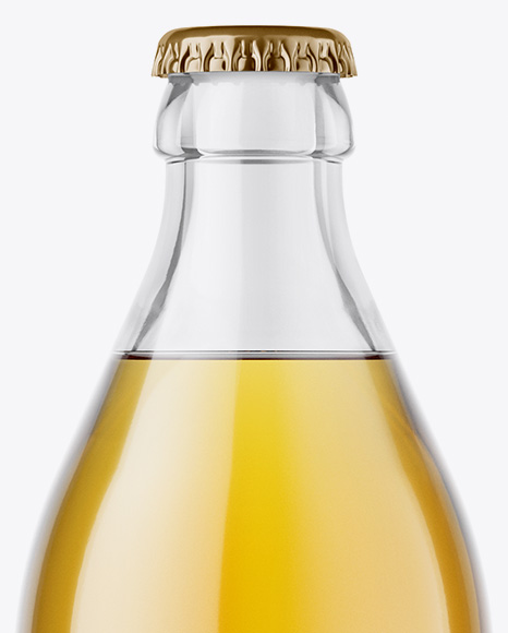 Clear Glass Bottle With Lager Beer Mockup