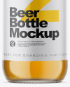 Clear Glass Bottle With Lager Beer Mockup