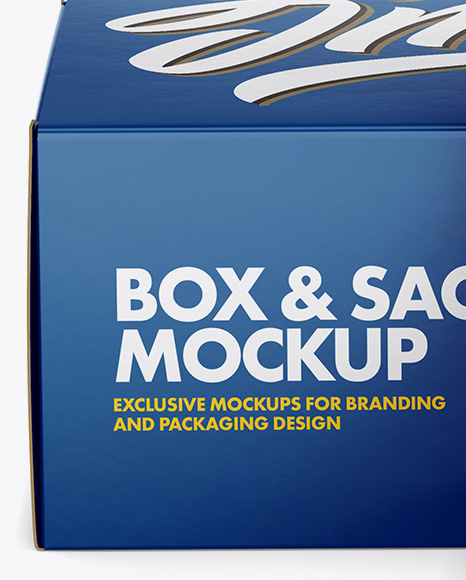 Glossy Sachet with Box Mockup - Front View