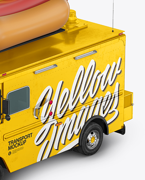 Hot Dog Truck Mockup - Half Side View (High-Angle Shot)