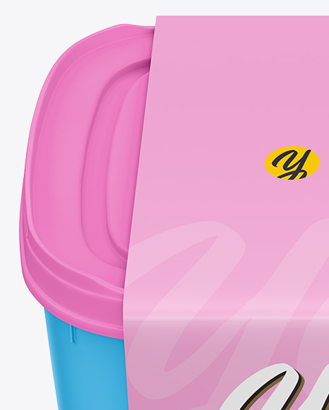 Plastic Box Mockup - Front View (High Angle Shot)