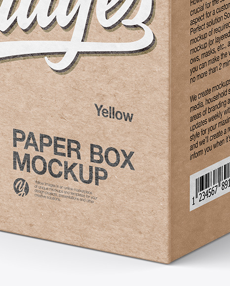 Kraft Paper Box Mockup - Half Side View