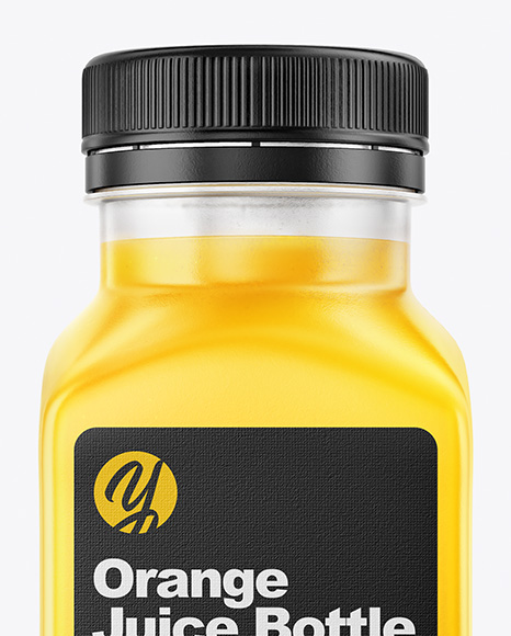 Square Orange Juice Bottle Mockup