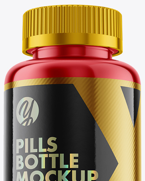 Metallic Plastic Pills Bottle Mockup - Hero Shot