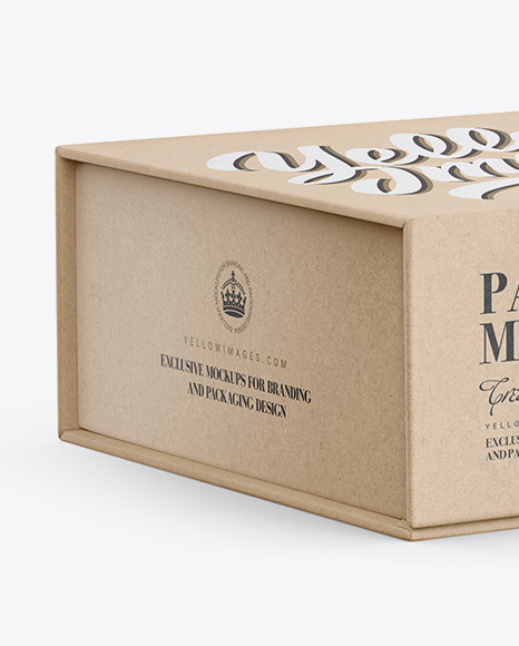 Kraft Paper Box Mockup - Half Side View