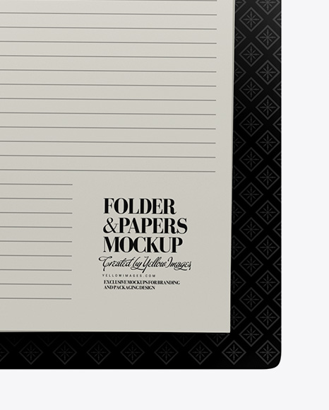 Glossy Folder w/ Papers Mockup