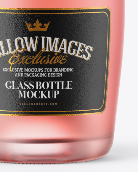 Frosted Rose Wine Bottle with Foil Mockup