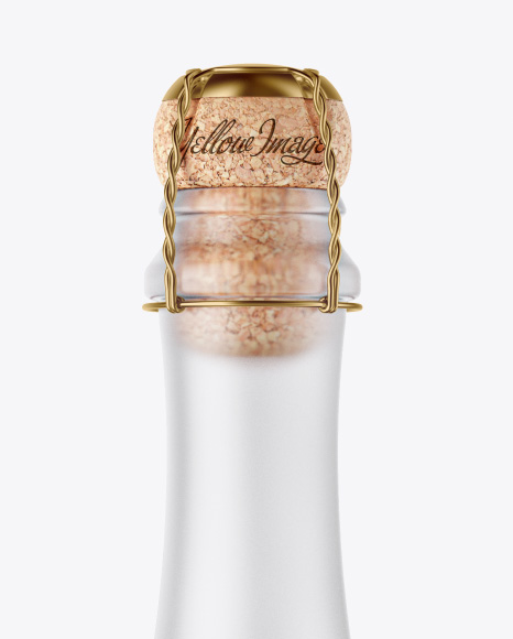 Frosted Rose Wine Bottle with Foil Mockup