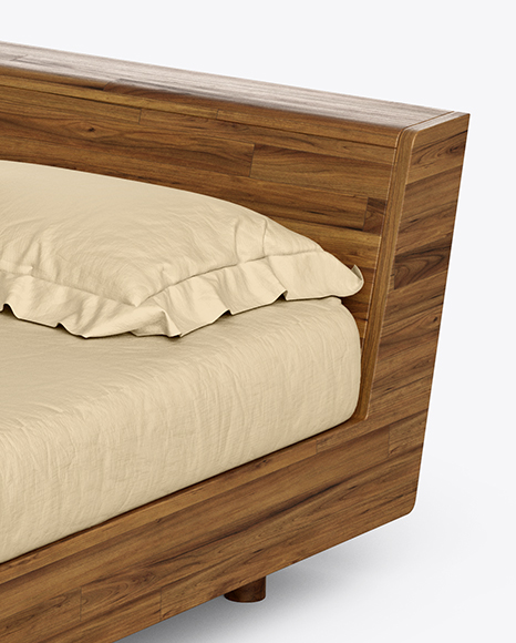 Wooden Double Bed Mockup