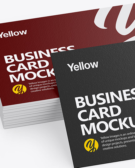 Stack of Textured Business Cards Mockup