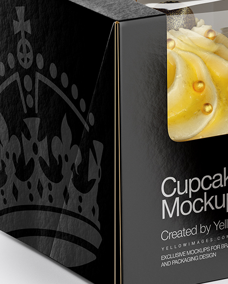 Cupcakes w/ Box Mockup