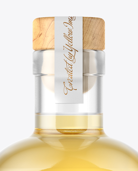 Golden Tequila Bottle with Wooden Cap Mockup