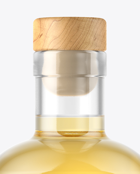 Golden Tequila Bottle with Wooden Cap Mockup