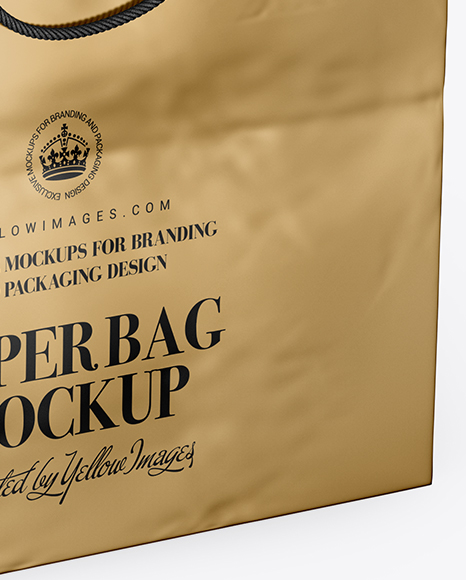 Square Metallic Paper Bag Mockup