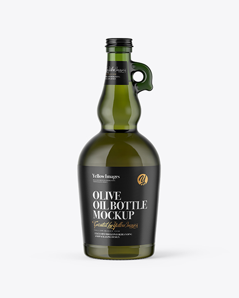 750ml Green Glass Olive Oil Bottle Mockup