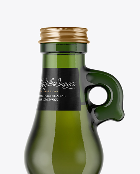 750ml Green Glass Olive Oil Bottle Mockup