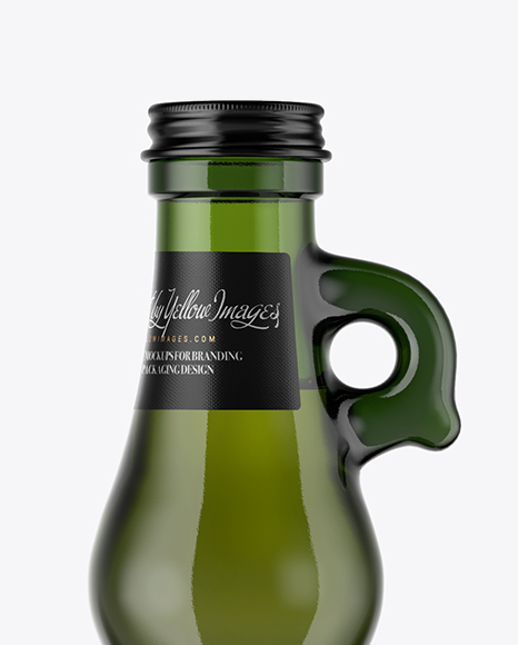 750ml Green Glass Olive Oil Bottle Mockup