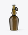 750ml Antique Green Glass Olive Oil Bottle Mockup