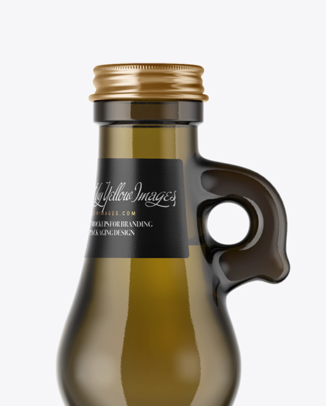 750ml Antique Green Glass Olive Oil Bottle Mockup