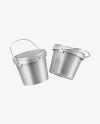 Two Matte Metallic Paint Buckets Mockup