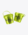 Two Metallic Paint Buckets Mockup