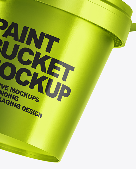 Two Metallic Paint Buckets Mockup