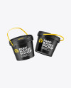 Two Matte Paint Buckets Mockup