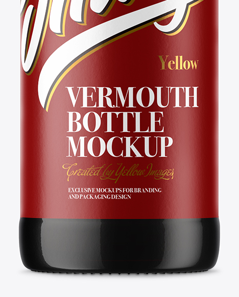 Amber Glass Vermouth Bottle Mockup