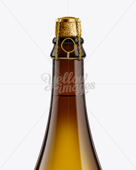 Amber Beer Bottle sealed with a Cork and Muselet 750ml