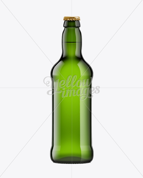 500ml Emerald Green Bottle with Lager Beer Mockup