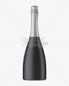 Matte Black Glass Champagne Bottle Mockup - Front View