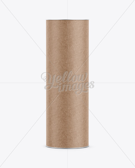 Long Kraft Paper Tube w/ a Paper Label - Front View - Free Download