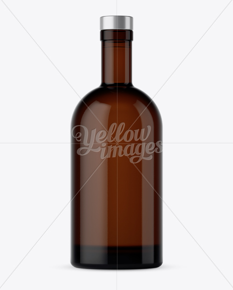 Amber Glass Bottle Mockup - Front View