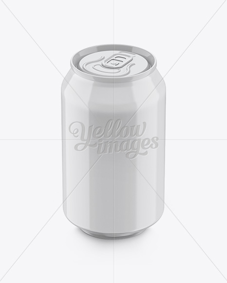 330ml Aluminium Can with Glossy Finish Mockup (High-Angle Shot) - Free