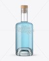 Clear Glass Bottle with Blue Gin Mockup