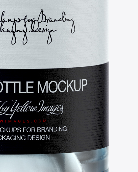 Clear Glass Bottle with Blue Gin Mockup