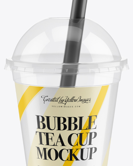 Empty Bubble Tea Cup Mockup - High-Angle View