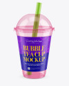 Empty Bubble Tea Cup Mockup - High-Angle View