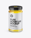 Clear Glass Pure Honey Jar Mockup