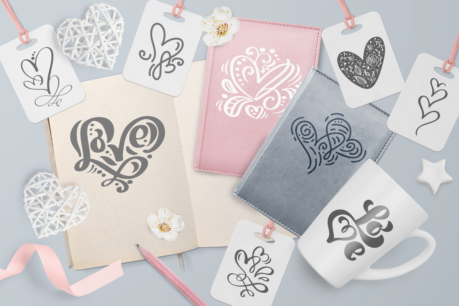 Valentine vector hand draw hearts