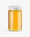 Clear Glass Acacia Honey Jar Mockup