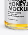 Clear Glass Acacia Honey Jar Mockup