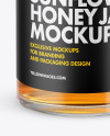 Clear Glass Sunflower Honey Jar Mockup