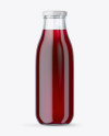 Clear Glass Bottle With Cherry Juice Mockup