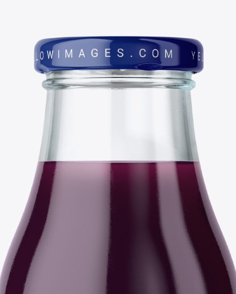 Clear Glass Bottle With Blueberry Juice Mockup