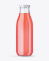 Clear Glass Bottle With Strawberry Juice Mockup