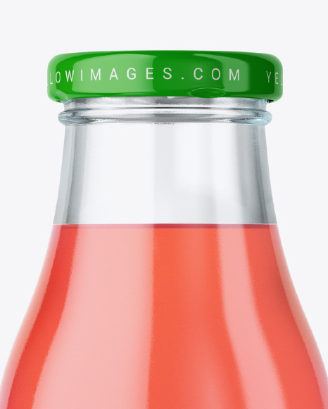 Clear Glass Bottle With Strawberry Juice Mockup