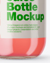 Clear Glass Bottle With Strawberry Juice Mockup