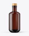 Amber Glass Bottle with Wooden Cap Mockup